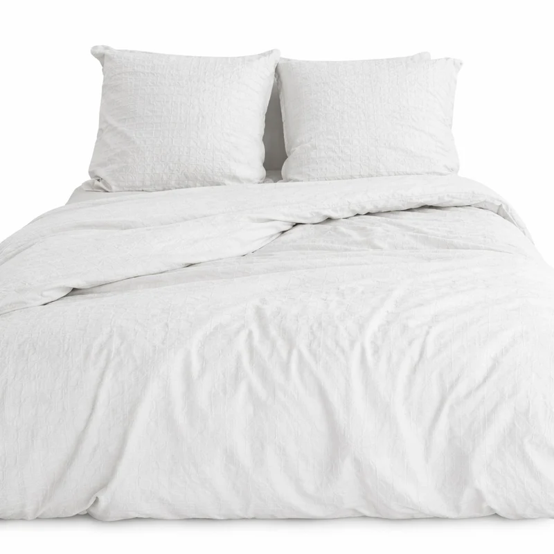 Parure de Lit Microfibre Gaufrée & Lavée Bicolore