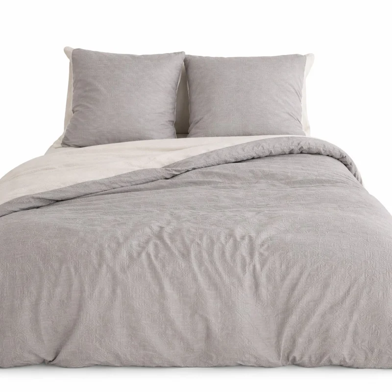 Parure de Lit Microfibre Gaufrée & Lavée Bicolore