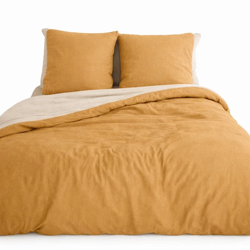 Parure de Lit Microfibre Gaufrée & Lavée Bicolore