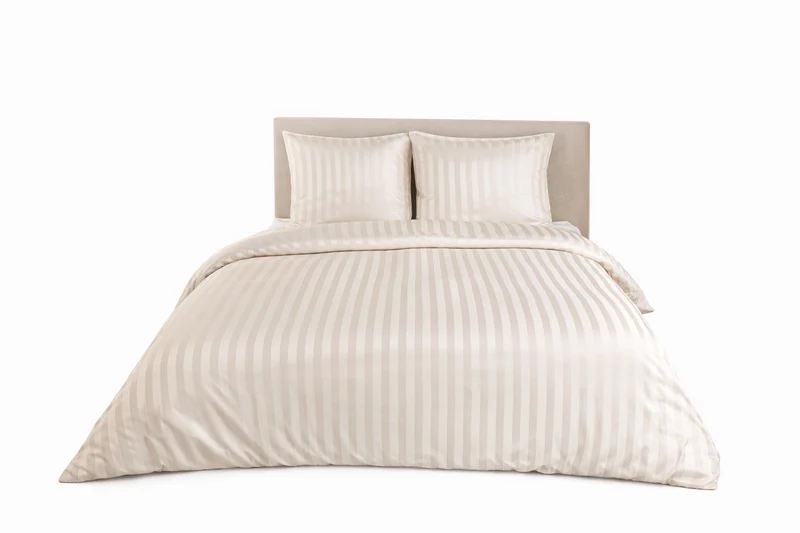Parure de Lit Satin en Microfibre - Rayures Tissées