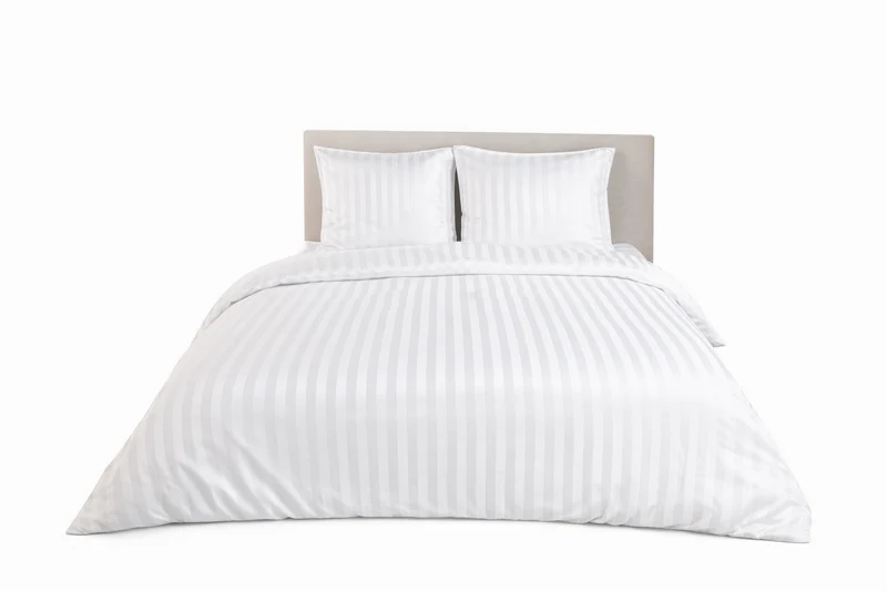 Parure de Lit Satin en Microfibre - Rayures Tissées