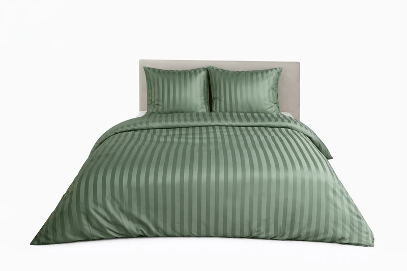 Parure de Lit Satin en Microfibre - Rayures Tissées