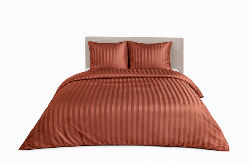 Parure de Lit Satin en Microfibre - Rayures Tissées