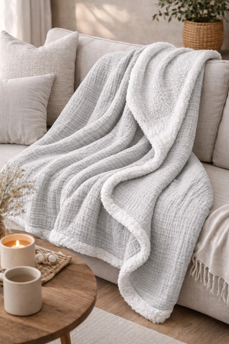 Plaid Bi Matière Gaze de Coton 130x170 cm