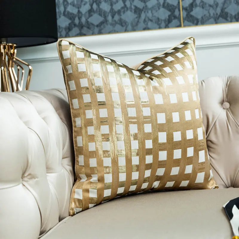 Housse de Coussin Géométrique GOLDWAVE