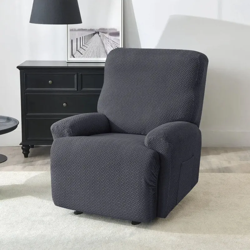 NOGENT - Housse de fauteuil et canapé de relaxation avec partie inclinable en tissu jacquard