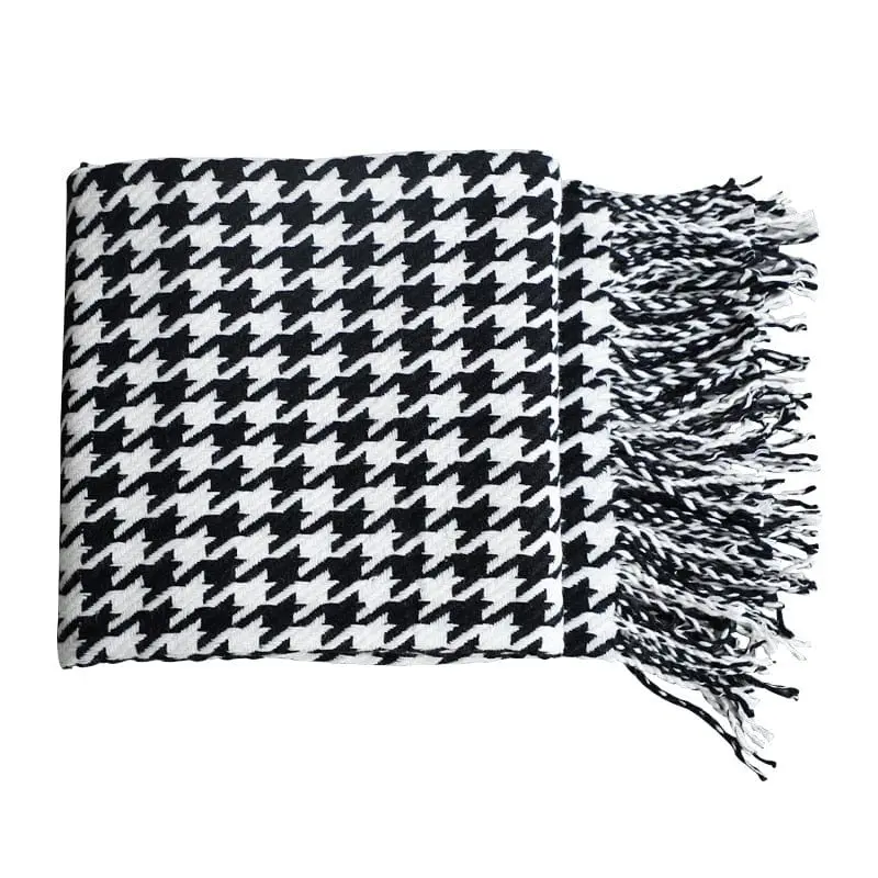 TSINGA - Plaid canapé décoratif noir et blanc