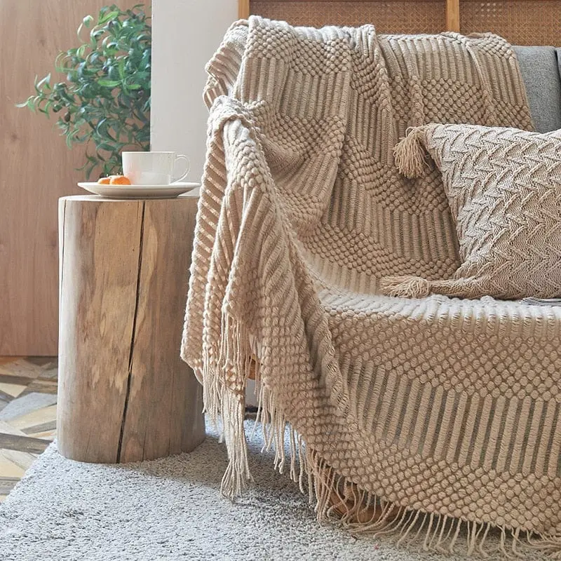 WINNYL - Plaid canapé en chenille tricoté
