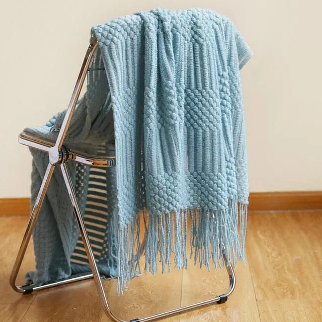 WINNYL - Plaid canapé en chenille tricoté