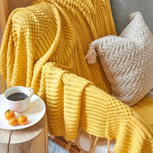 WINNYL - Plaid canapé en chenille tricoté
