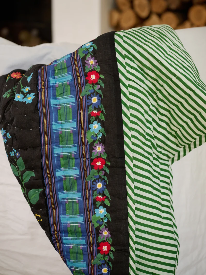 Plaid matelassé réversible sarong