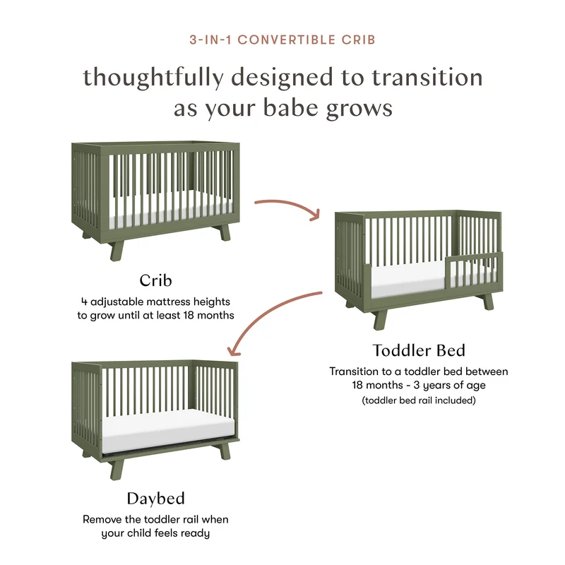 Couchette Convertible 3 en 1 Hudson - Olive