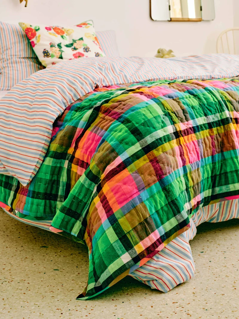 Plaid matelassé réversible sarong