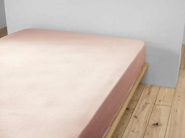 Drap housse 90 x 190 cm Gaze de coton unie GAÏA Guimauve