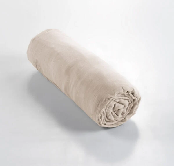 Drap housse 90 x 190 cm Gaze de coton unie GAÏA Pampa