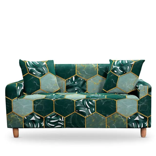 Housse canapé extensible motif alvéole ALVEOLA