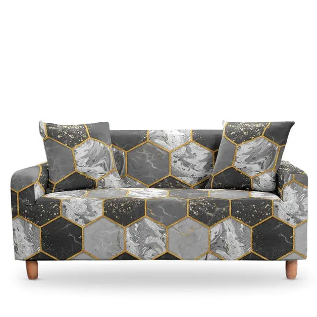 Housse canapé extensible motif alvéole ALVEOLA