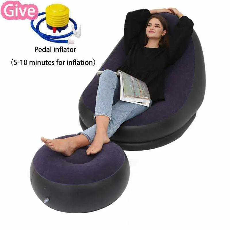 Canapé gonflable LAZYSOF, Fauteuil paresseux avec repose pied pliant gonflable