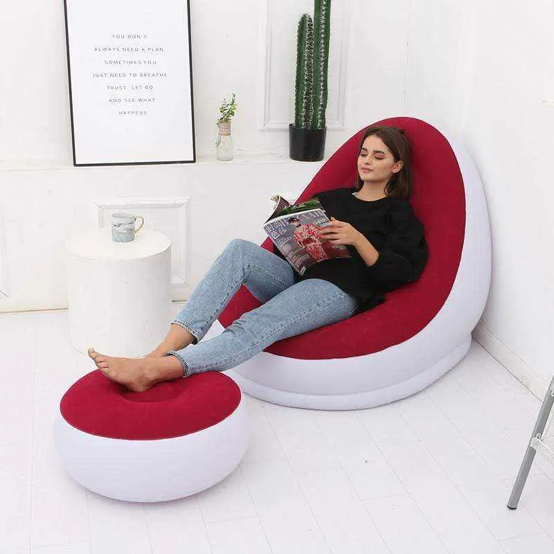 Canapé gonflable LAZYSOF, Fauteuil paresseux avec repose pied pliant gonflable