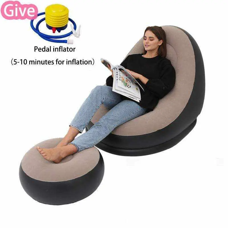 Canapé gonflable LAZYSOF, Fauteuil paresseux avec repose pied pliant gonflable
