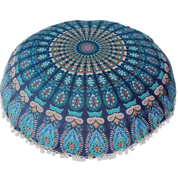 Housse de coussin pouf rond bohème