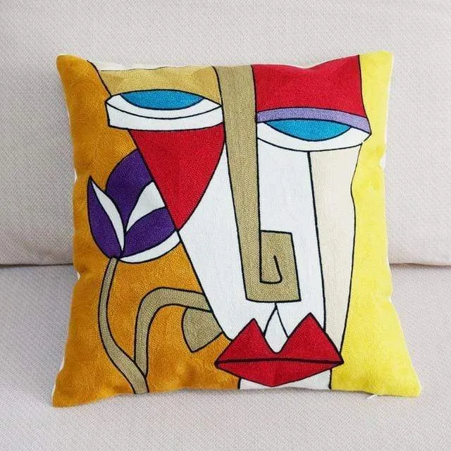 Housse de coussin brodée Roy Painting