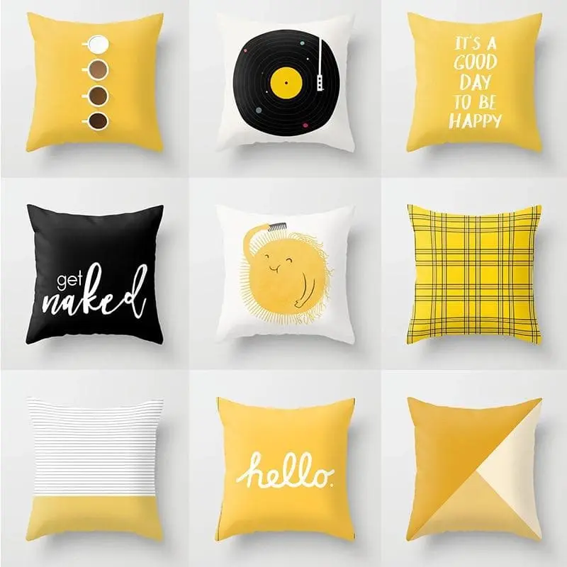JAUNE - Housse de coussin décoratif