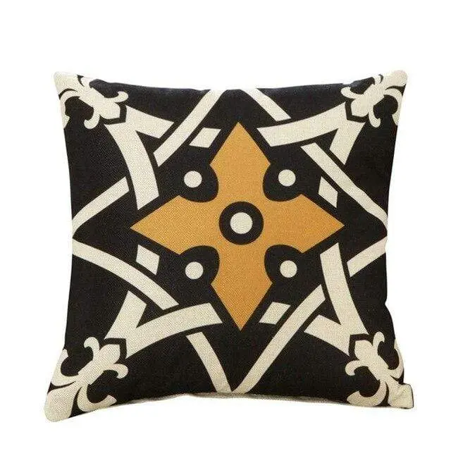 Housse de coussin géométrique Jaune Gris Noir