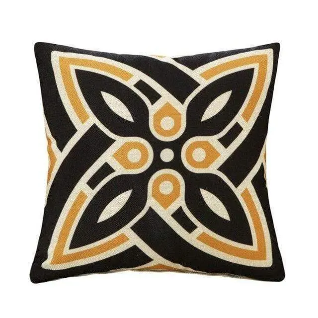 Housse de coussin géométrique Jaune Gris Noir
