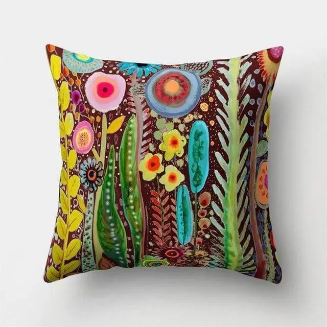 Housse coussin motif peinture oiseau-Housse De France