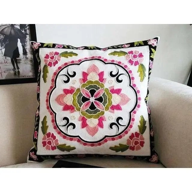 Housse de coussin canapé brodée avec double renfort BRODE