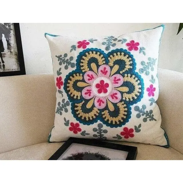 Housse de coussin canapé brodée avec double renfort BRODE