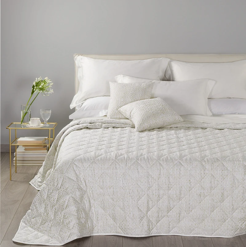 Copriletto Primaverile smeralda in Raso Jacquard 80 gr/mq