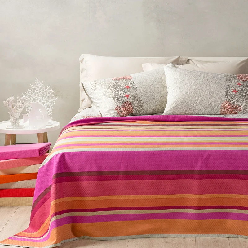 Copriletto Estivo ibiza Mediterraneo in Cotone Piquet