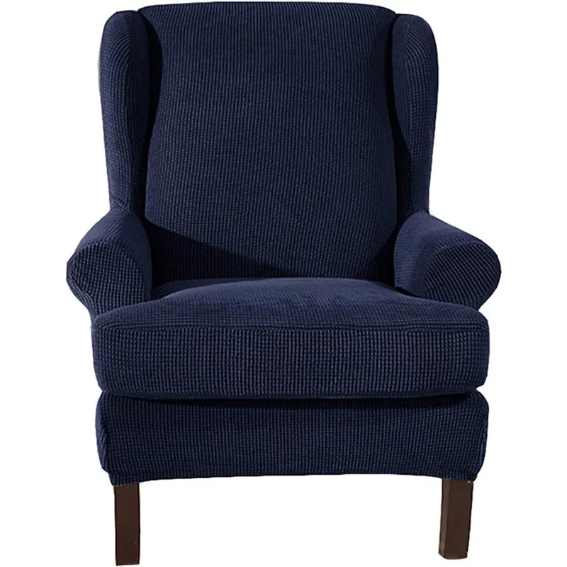 Housse Pour Fauteuil Crapaud Jacquard Bleu Marine