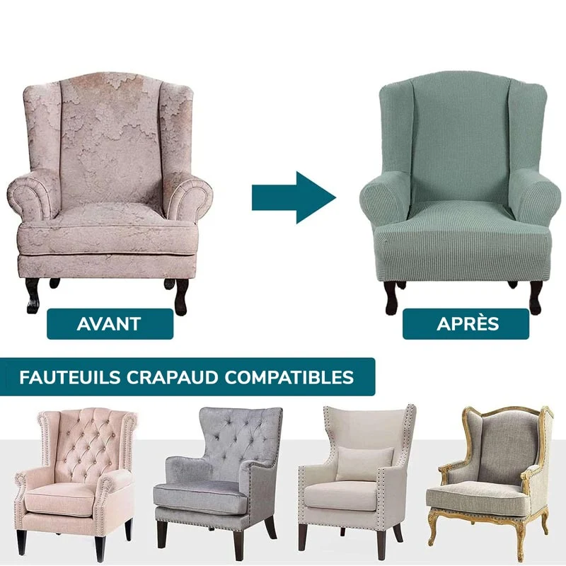 Housse Pour Fauteuil Crapaud Jacquard Vert Laurier
