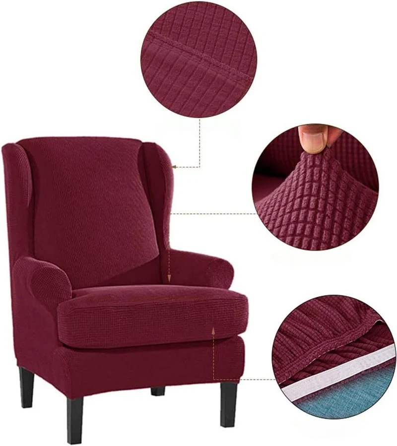 Housse Pour Fauteuil Crapaud Jacquard Bordeaux