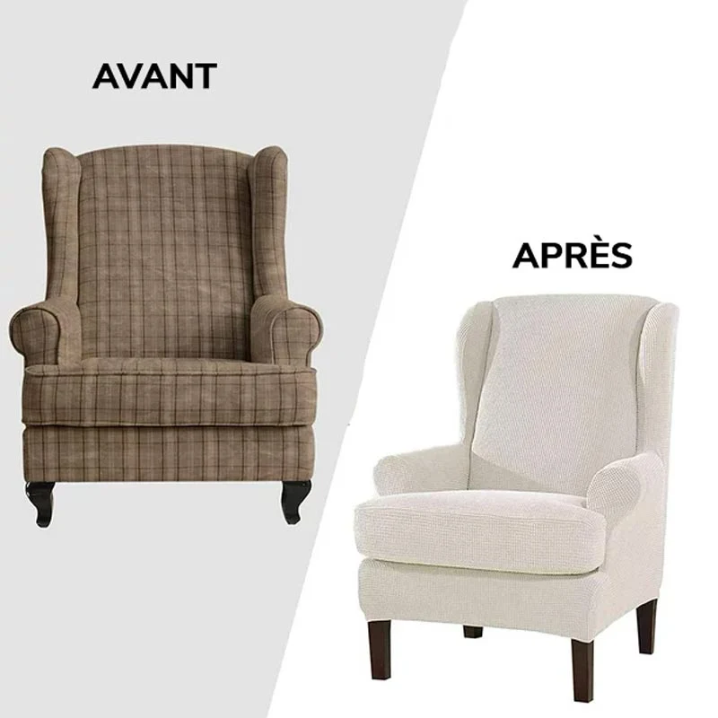 Housse Pour Fauteuil Crapaud Jacquard Blanc