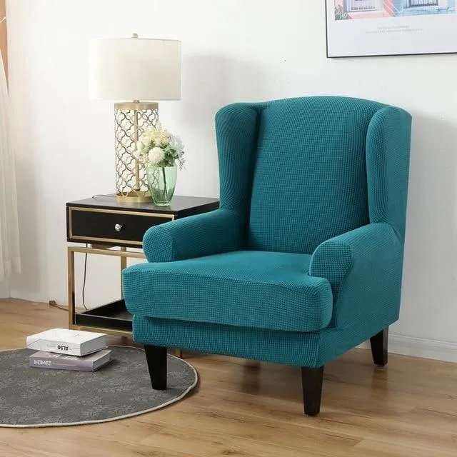 Housse Pour Fauteuil Crapaud Jacquard Bleu Canard