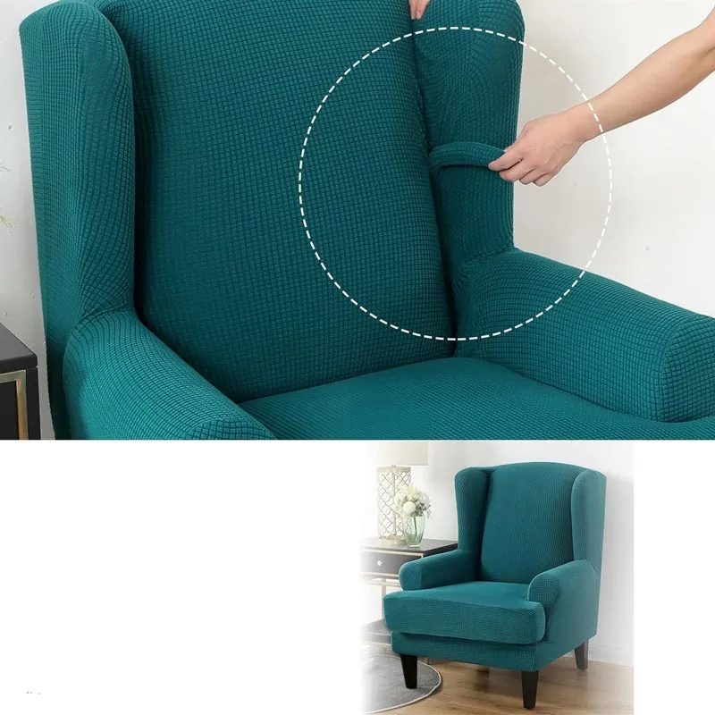 Housse Pour Fauteuil Crapaud Jacquard Bleu Canard