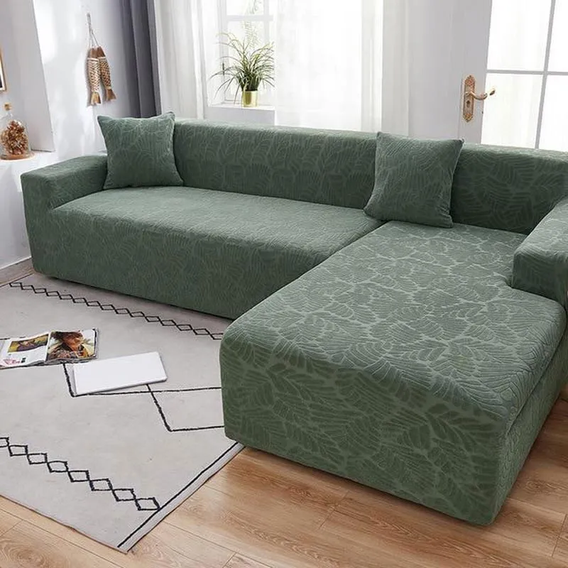 Housse de Canapé d'Angle Velours Imprimé de Fleur Vert Amande