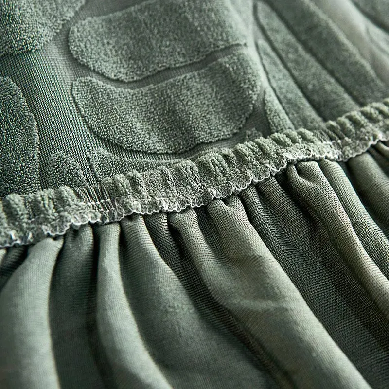 Housse de Canapé d'Angle Velours Imprimé de Fleur Vert Amande