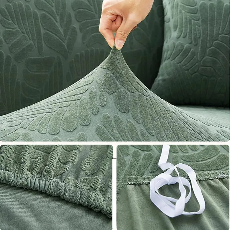 Housse de Canapé d'Angle Velours Imprimé de Fleur Vert Amande