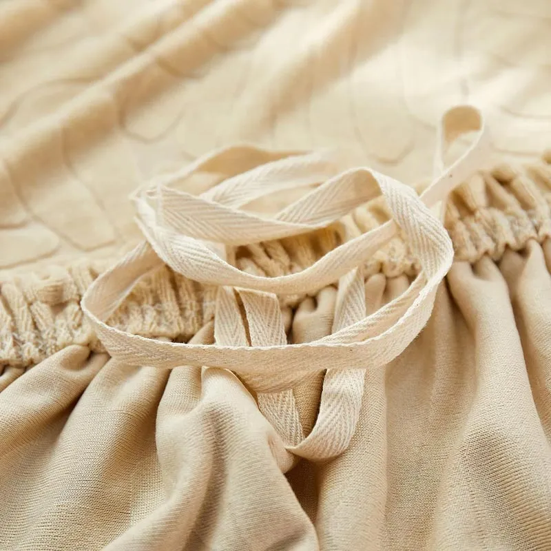 Housse de Canapé d'Angle Extensible Velours Beige