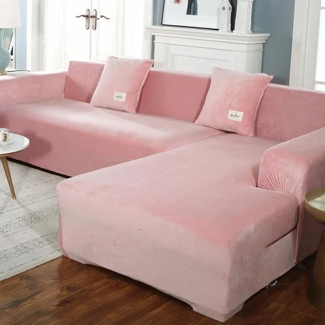 Housse de Canapé d'Angle Velours Rose