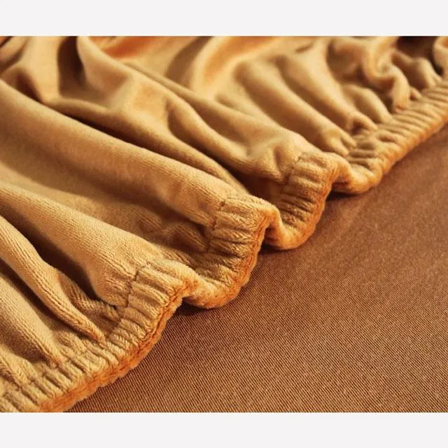 Housse de Canapé d'Angle Velours Camel