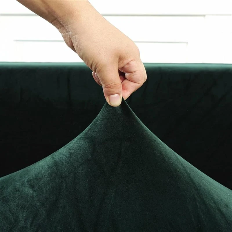 Housse de Canapé d'Angle Velours Vert Foncé