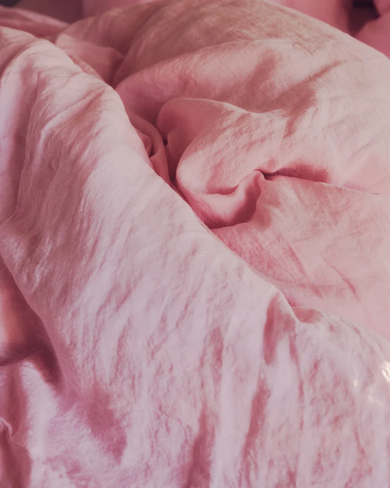 Housse de couette en lin lavé - Rose Granité