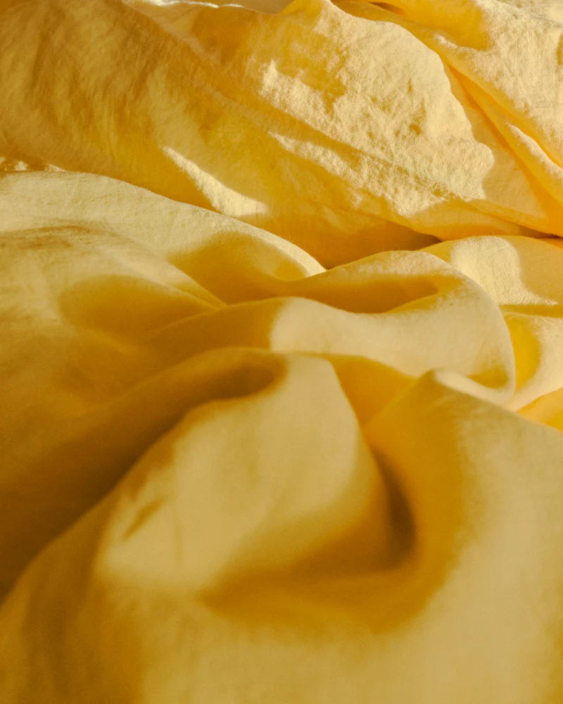 Drap plat en lin lavé - Jaune Citronnade