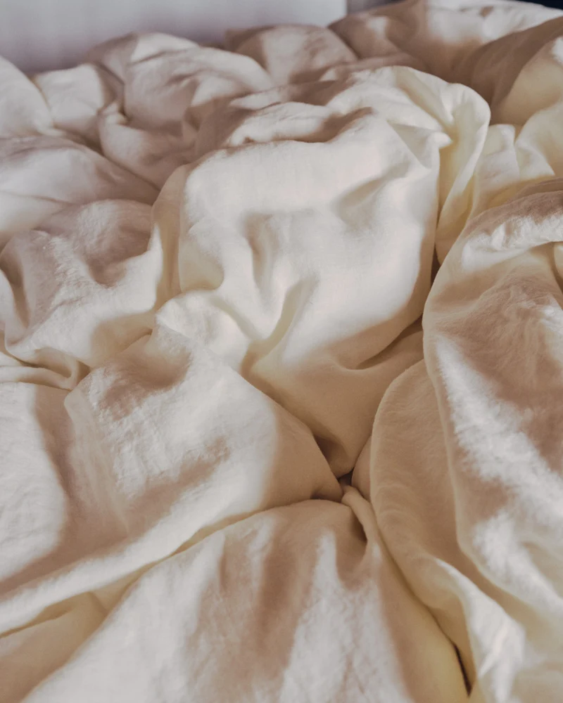 Drap plat en lin lavé - Blanc Coquillage